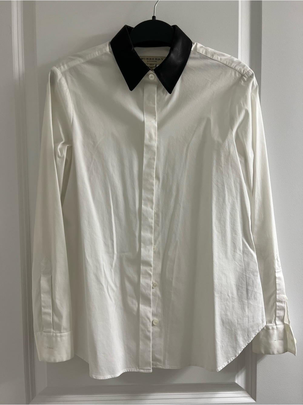 Burberry White Dress Shirt with Black Contrast Collar